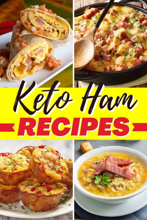 Try these keto ham recipes for low-carb meals the whole family will love! From soup to casserole to burritos, these ham dishes are sure to please. Healthy Recipes With Ham, Low Carb Ham Recipes, Keto Winter Recipes, Keto Ham Recipes, Ham Steak Dinner, Low Carb Meal Ideas, Ham Steak Recipes, Ham Dishes, Ham Dinner