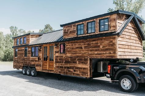 Timbercraft Tiny Homes Rustic Denali XL Model Timbercraft Tiny Homes Denali Xl, 2 Story Tiny House On Wheels, Tiny Home Trailer, Timbercraft Tiny Homes, Rustic Tiny House, Tiny House Big Living, Tiny House Talk, Tiny House Builders, Tiny Cabin