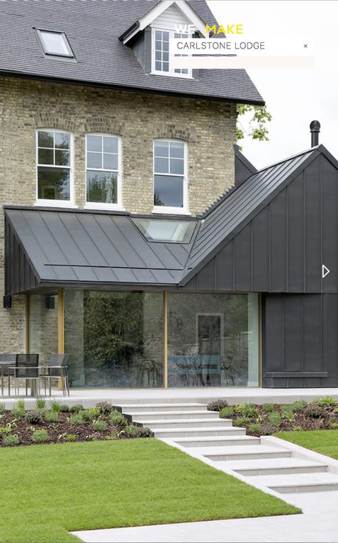 Carlstone Lodge - Lipton Plant Architects Standing Seam Extension, Small House Extensions, Zinc Cladding, Victorian Villa, Roof Cladding, Zinc Roof, House Extension Plans, House Cladding, Roof Extension