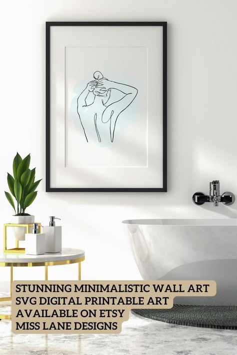 Line Art For Bathroom, Spa Wall Decor, Spa Wall, Farmhouse Bathrooms, Decor Spa, Spa Art, Minimalistic Wall Art, Empowerment Art, Body Female