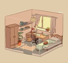 Anime illustration aesthetic | Pinterest Isometric Room Drawing, Isometric Rooms, Isometric Room, الفن الرقمي, Bedroom Drawing, Isometric Drawing, Isometric Art, Isometric Design, Isometric Illustration