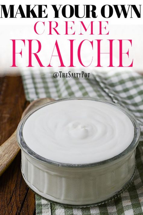 If you were ever wondering where to find creme fraiche when a recipe calls for it, worry no more! This Creme Fraiche recipe is one of the easiest things to make and is super versatile. Use it as a stand in for sour cream or even thicker fresh creme, because the flavor stand in between those two. Thick and creamy, creme fraiche has wonderful flavors and is so much cheaper when you make it your own! #thesaltypot #cremefraiche #makeyourown #cremefraicherecipes #cremefraicheuses #keto Cream Fraiche Recipe, Creme Fraiche Recipe, Creme Fraiche Recipes, Endo Diet, How To Make Cream, German Recipes, Keto Paleo, Things To Make, Fresh Cream