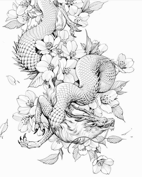 Japanese Dragon Tattoo Designs, Dragon Tattoo Sketch, Dragon Tattoo Art, Japanese Dragon Tattoo, Dragon Sleeve Tattoos, Dragon Tattoo For Women, Japan Tattoo Design, Japanese Dragon Tattoos, Asian Dragon