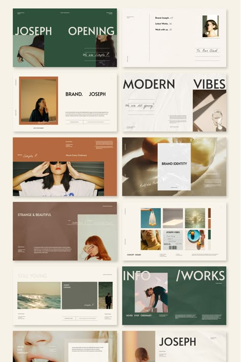 Graphic Design Portfolio Aesthetic, Creative Pitch Decks, Brochure Layout Design Inspiration, Branding Pitch Deck, Slide Deck Inspiration, Design Research Portfolio, Portfolio Design Layout Website, Fashion Pitch Deck, Portfolio Website Design Inspiration Layout