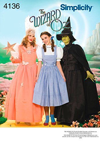 Simplicity Sewing Pattern 4136 Misses' Costumes, R5 (14-1... https://www.amazon.ca/dp/B0040AZ5O2/ref=cm_sw_r_pi_dp_U_x_rnZEDbQFKET42 Wizard Of Oz Costumes, The Wizard Of Oz Costumes, Halloween Costume Sewing Patterns, Good Witch Halloween, Wizard Of Oz Characters, Diy Halloween Games, Glinda The Good, Trio Halloween Costumes, Wicked Witch Of The West