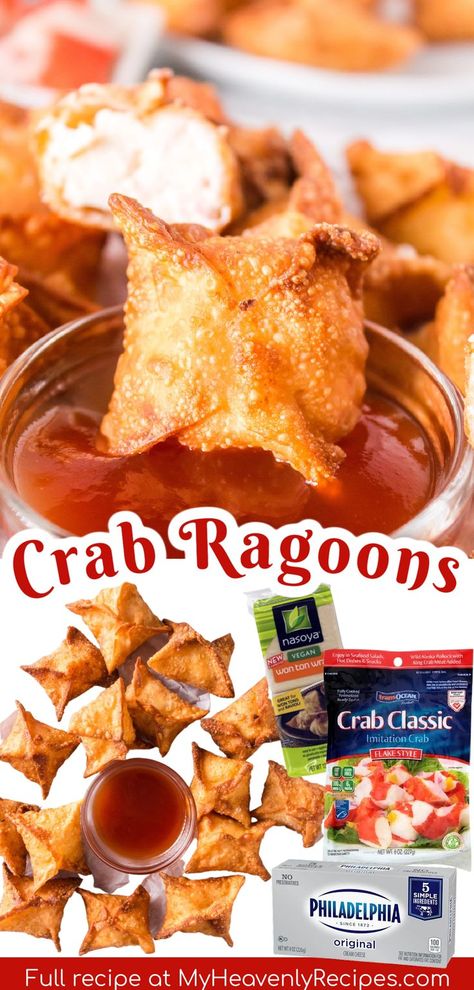 crab ragoon recipe Ragoons Recipe, Homemade Crab Rangoon, Crab Wontons, Cream Cheese Puffs, Fried Crab, Wonton Wrapper Recipes, Crab Appetizer, Rangoon Recipe, Crab Rangoon Recipe