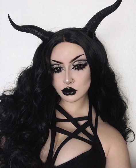 Shop The Look Now On WWW.LACEDWITHCHERRY.COM!💗 Follow Us For More!🍒 Website Link Is In Our Bio To Shop!🍒 #emo #egirlaesthetic #grungefashion #makeupoftheday #alternative #blacklipstick #smallbusinessowner Demon Halloween Costume, Girl Halloween Makeup, Gamer Cosplay, Demon Makeup, Devil Makeup, Halloween Makeup Ideas, Anime Makeup, Alternative Makeup, Scary Halloween Costumes