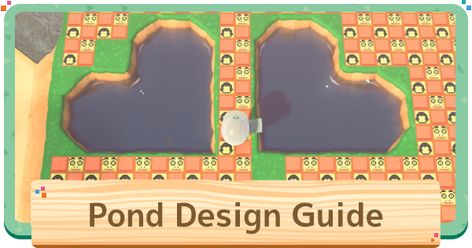 Cute Pond Ideas Animal Crossing, Acne Pond Ideas, How To Make A Heart Pond Animal Crossing, Acnh Small Pond Ideas, Animal Crossing Lake Design, Animal Crossing Heart Island, Heart River Animal Crossing, Heart Shaped Pond Acnh, Acnh Flower Pond