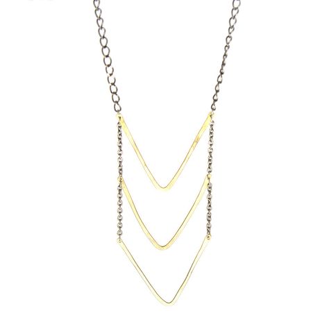 Mixed Metal Necklace, Chevron Necklace, Gold Chevron, Jewelry Design Inspiration, Metal Necklace, Everyday Necklace, Fancy Pants, Steel Chain, Handcrafted Jewelry