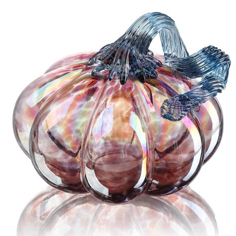 Art Glass Pumpkin, Fall Pumpkin Decor, Purple Pumpkin, Harvest Thanksgiving, Pumpkin Fall Decor, Pumpkin Decor, Glass Pumpkins, Harvest Season, Purple Glass