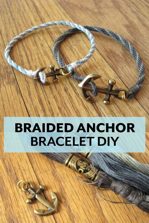 Anchor Bracelet Diy, Anchor Bracelet Pattern, Rope Braid Bracelet Tutorials, How To Make Braided Bracelets, Nautical Jewelry Diy, Diy Rope Bracelet, Hemp Bracelet Diy, Braided Bracelet Tutorial, Rope Bracelets Diy