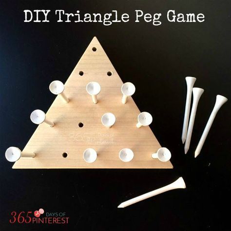 Cracker Barrel Game Diy, Cracker Barrel Peg Game, Peg Game Diy, Homemade Wooden Games, Cracker Barrel Game, Triangle Peg Game, Triangle Game, Peg Game, Homemade Board Games