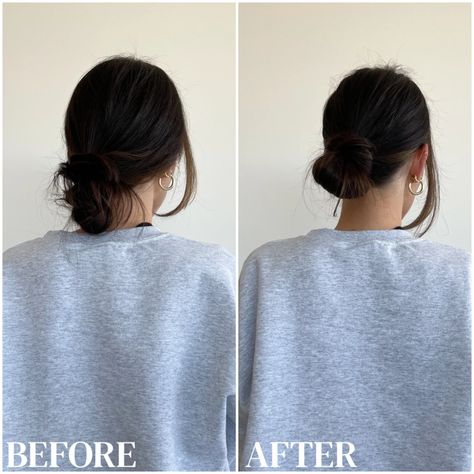 tiktok hair hack low bun hack chris appleton Chris Appleton Hairstyles, How To Bun, Low Bun Tutorials, Casual Bun, Bun Hack, Chris Appleton, Tiktok Hair, Loose Buns, Perfect Bun