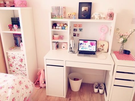 Ikea Micke Desk, Ikea Micke, Micke Desk, White Desk, Dekorasi Kamar Tidur, Bedroom Desk, Study Room Decor, Girl Bedroom Designs, Teen Room Decor