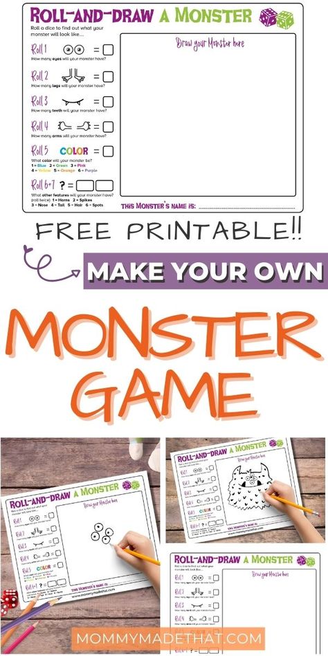 Halloween Games On Paper, Halloween Games Second Grade, Halloween Dice Game Free Printable, Make A Monster Craft Free Printable, Halloween Game Kindergarten, Build A Monster Craft, Roll A Pumpkin Dice Game Free, Classroom Halloween Party Crafts, Halloween Game For Kindergarten