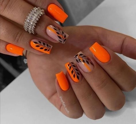 Art Deco Nails, Orange Nails, Elegant Nails, Luxury Nails, Fancy Nails, Gel Nail Art, Best Acrylic Nails, Perfect Nails, Acrylic Nail Designs