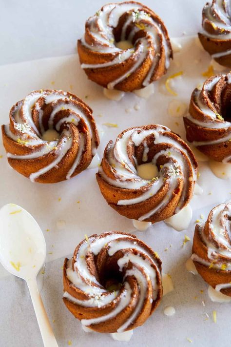 Donut Bundt Cake, Spring Eats, Tube Pan, Mothers Day Desserts, Mini Cups, Spoon Fork Bacon, Baking Journal, Dessert Cakes, Lemon Bundt Cake