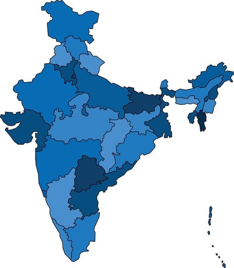 Blue outline India map on white background. Vector illustration. India Map Illustration Art, India Map Illustration, Kashmir Map, Delhi Map, Cartoon Map, Blue Map, Asia Map, Map Outline, India Map