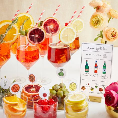 Darcy Miller Designs, Darcy Miller, Spritz Bar, Party, Aperol Spritz, Bridal Shower Make Your Own Spritz Bar, Aperol Wedding Bar, Diy Aperol Spritz Bar, Summer Spritz Party, Diy Spritz Bar, Aperol Spritz Engagement Party, Bridal Shower Aperol Spritz, Spritz Bar Ideas, Aperol Bachelorette