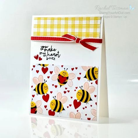 Bee Valentines Cards, Bee My Valentine, Stampin Up Valentine Cards, Bee Mine Valentine, Bee Valentine, Beautiful Shapes, Valentine Cards Handmade, To My Husband, Bee Cards