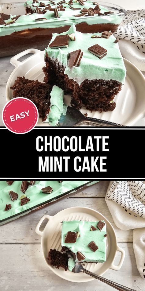 This Chocolate Mint Cake is a dream come true for people who love the refreshing flavor of Andes mints. It's the perfect balance of sweet and cool, making it a delightful dessert for any occasion. Choc Mint Cake, Andes Mint Cake, Poke Cake Recipes Chocolate, Chocolate Mint Cake, Andes Mints, Mint Chocolate Cake, Mint Cake, Mint Oreo, Andes Mint