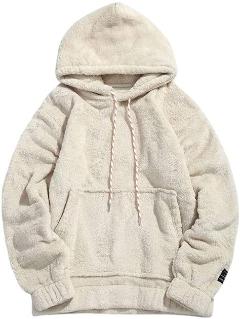 #zaful #hoodie #winter #white #pillover #oversize #outwear #KANGAROO Fuzzy Hoodie, Winter Knit Hats, Hoodie Oversize, Sherpa Hoodie, Oversized Pullover, Drawstring Hoodie, Inspiration Mode, Mens Sweatshirts Hoodie, Hooded Pullover