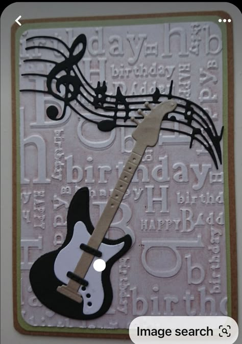 Music Birthday Cards For Men, Cards With Music Theme, Guitar Cards Ideas, Music Themed Cards, Guitar Cards Handmade, Guitar Birthday Card, Music Cards Handmade, Guitar Cards, Masculine Cards Handmade