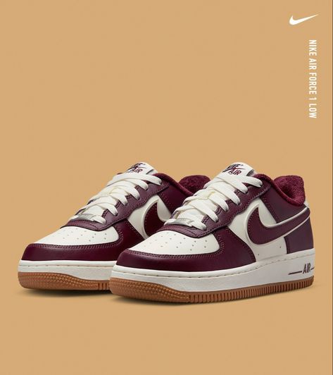 Brown Air Force 1, Air Force 1 Brown, Varsity Jacket Style, Maroon Nike, Air Force 1s, Team Red, Nike Air Force 1 Low, Nike Air Max Plus, Air Max Plus