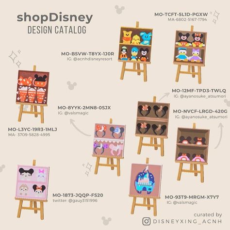 Animal Crossing Codes Designs’s Instagram post: “Look at these adorable designs collected by @disneyxing_acnh for simple panels. Disney merchs for your island! Do you ever just walk into…” Acnh Disneyland, Acnh Furniture, Acnh Market, Animal Crossing Codes, Toy Store Design, Disney Codes, Animal Crossing Designs, Disney Island, Disney Sleeve Tattoos