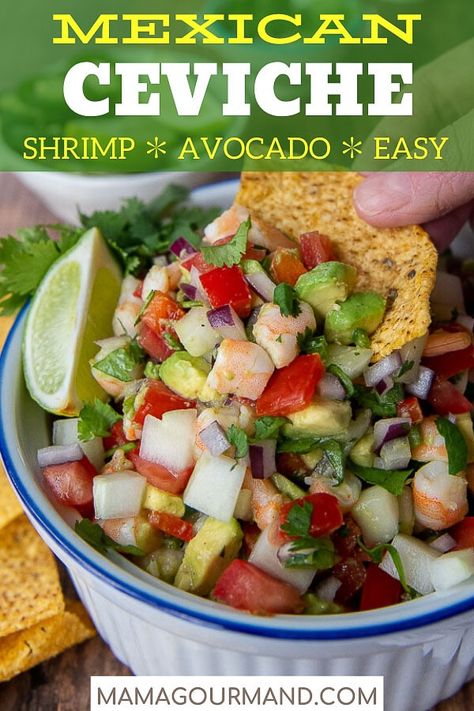 Mexican Food Recipes Shrimp, Fresh Mexican Recipes, Shrimp Cerviche, Shrimp Salsa Recipe, Mexican Shrimp Ceviche, Shrimp Ceviche With Avocado, Shrimp Salsa, Mexican Ceviche, Mexican Shrimp Recipes