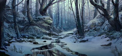 Tyler Edlin, Snow Environment, Winter Kingdom, Winter Environment, Anime Snow, Scenery Ideas, Fantasy Scenery, Frozen Heart, Snow Forest