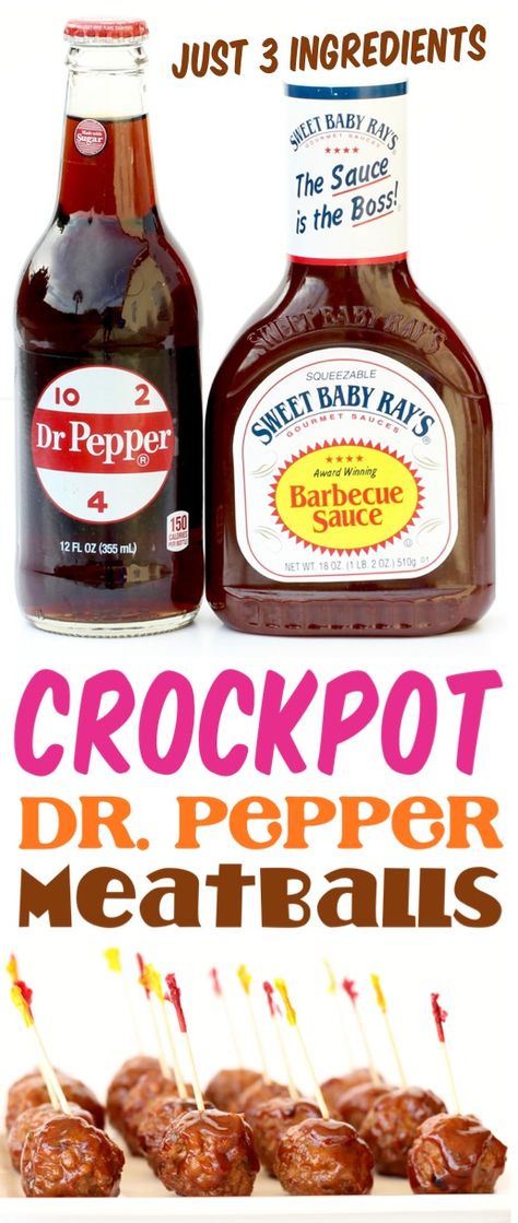 Crockpot Dr Pepper Meatballs Recipe! {3 Ingredients} - The Frugal Girls Dr Pepper Meatballs, Crockpot Appetizers, Bbq Meatballs, Appetizer Meatballs, Meatball Recipes Easy, Crock Pot Meatballs, Slow Cooker Bbq, Dinner Side, Slow Cooker Desserts