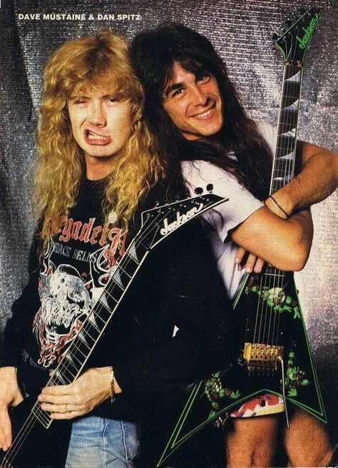 Dave Mustaine and Dan Spitz Dan Spitz, 80s Metal Bands, Black Label Society, Zakk Wylde, Dave Mustaine, Best Guitarist, Sweet Hearts, Extreme Metal, Famous Musicians