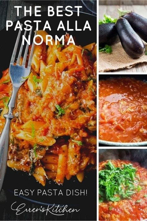 If you love Italian food, this classic dish is for you. Simple and delicious, Pasta Alla Norma will become a regular on your recipe rotation. #pastaallanorma #errenskitchen Norma Sauce, Pasta Norma Recipe, Pasta Al Norma, Sheet Pan Baked Pasta Alla Norma, Sheet Pan Pasta Alla Norma, Pasta Alla Norma Recipe, Ala Norma Pasta, Norcina Pasta, Alla Norma Pasta