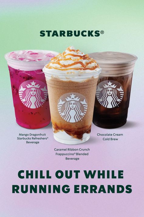 Grab your summer favorites at a Starbucks café in Target or grocery store near you. And don’t forget, Starbucks Rewards members can earn Stars at cafés in Target and redeem them for exclusive Target merchandise. Starbucks Poster Advertising, Starbucks Advertisement Poster, Starbucks Ads, Starbucks Poster, Menu Starbucks, Starbucks Shop, Starbucks Chocolate, Free Starbucks Gift Card, Granitas