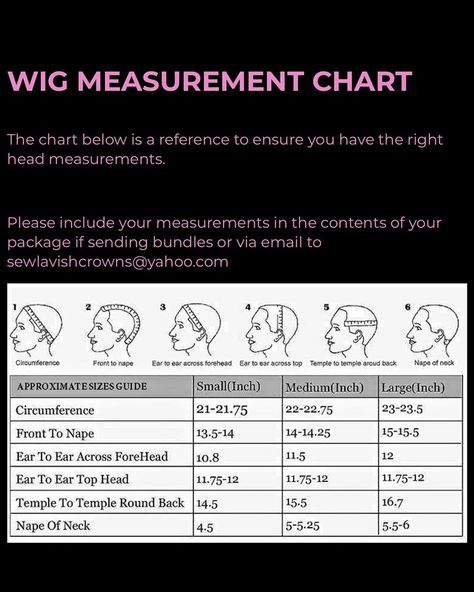 Wig Inch Length Chart, Wig Measurement Chart, Wig Making Supplies, How To Measure Head For Wig, Wig Install Supplies, Full Lace Wig Cap Construction, Hair Extension Salon, Small Business Instagram, Custom Crown