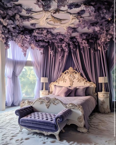 Purple Princess Room, Nest Room, Lilac Bedroom, Magic Decor, Princess Bedrooms, Lavender Room, Royal Room, Royal Bedroom, Awesome Houses