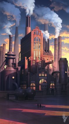 Steampunk City, Industrial Architecture, Steampunk Art, Bioshock, Retro Futuristic, Industrial Art, Roald Dahl, Environment Design, Environment Concept Art