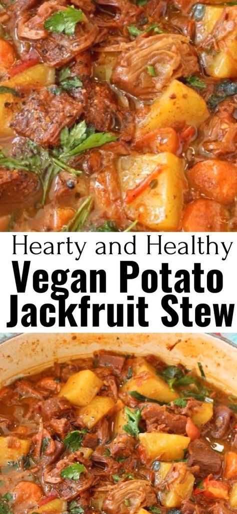 Jackfruit Stew, Garlic Bruschetta, Gravy Vegan, Healthy Spices, Resep Vegan, Jackfruit Recipes, Potato Stew, Vegan Stew, Stewed Potatoes