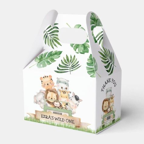 $3.10 | Jungle Safari Wild One Birthday Favor Boxes #jungle birthday, safari birthday, boy wild one birthday, tropical greenery birthday, boys 1st birthday, jungle wild one safari, wild one favor boxes, safari 1st birthday favor box, first birthday favor boxes, birthday party favor boxes Diy Party Bags, Safari Wild One, 1st Birthday Favors, First Birthday Favors, Wild Birthday Party, Favor Boxes Birthday, Safari Theme Birthday, Wild One Birthday, Safari Birthday Party