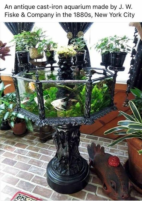 Diy Aquarium Decor, Steampunk Architecture, Antique Diy, Fish Tank Themes, Diy Aquarium, Aquarium Decor, Antique Cast Iron, Trendy Home, Pool Designs