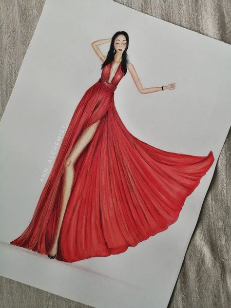 Party wear fashion illustration Party Wear Illustration Sketches Women, Party Wear Drawing, Party Wear Dress Illustration, Western Dress Illustration, Party Wear Illustration Sketches, Party Wear Illustration, Red Dress Drawing, Dress Drawing Ideas, Party Wear Western Dresses