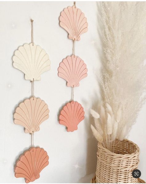 Mermaid Nursery Theme, Seashell Hanging, Seashell Wall Hanging, Coastal Room Decor, Ocean Themed Nursery, Beach Nursery, Sea Nursery, Ocean Room, Mermaid Bedroom