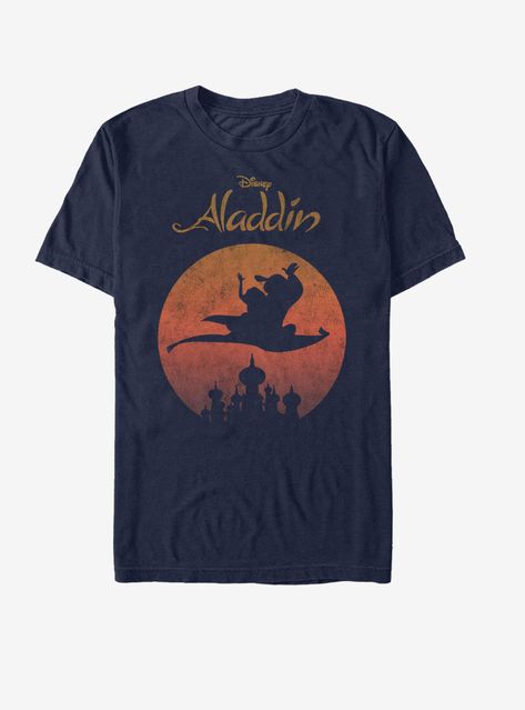 Disney Aladdin Flying High T-Shirt Jasmine Silhouette, Aladdin Magic Carpet, Disney Aladdin Genie, Disney Couple, Aladdin Jasmine, Aladdin And Jasmine, Disney Lion King, Flying High, Disney Men