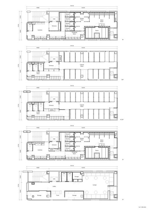 Gallery of ºC (Do-C) Ebisu / Schemata Architects - 16 Capsule Hotel Japan, Sleep Capsule, Hotel Renovation, Screed Floors, Pod Hotels, Hotel Floor Plan, Hostels Design, Japan Hotel, Capsule Hotel