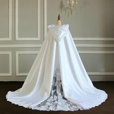 It will be sold out at a very favorable price! A: The wedding dress does not include any accessories such as gloves, wedding veil and the crinoline petticoat ( show on the pictures). High quality Satin lace Tulle. Wedding Cloak, Wedding Coat, Cape Wedding Dress, Wedding Cape, Wedding Jacket, Bridal Cape, Fantasy Gowns, Winter Wedding Dress, Pants White