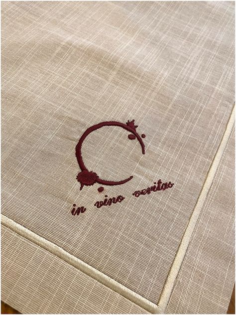 Wine Embroidery, Spilled Wine, Wine Design, Wine Quotes, Elegant Embroidery, Burgundy Wine, Table Napkins, Cotton Napkins, Embroidery Ideas