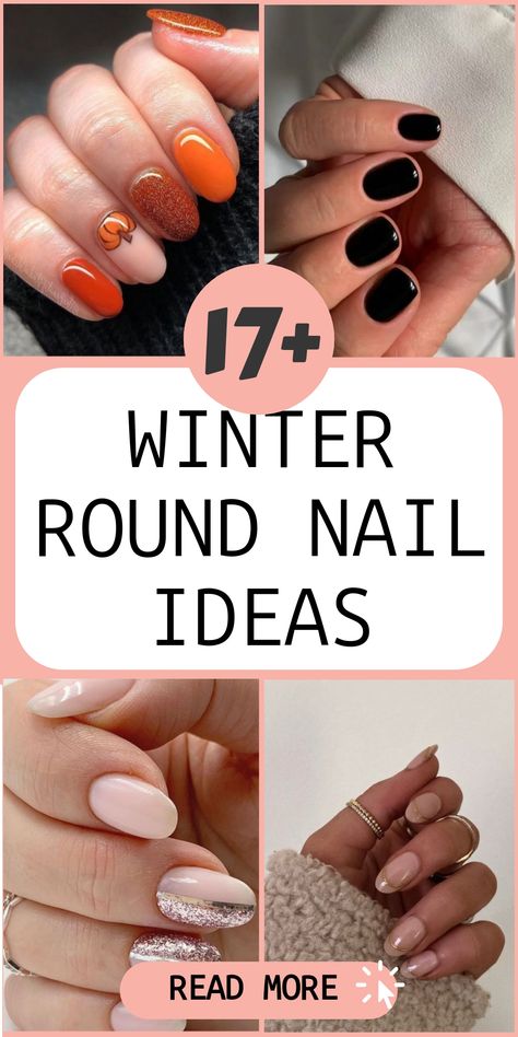 Enhance your winter look with elegant round nail designs that exude sophistication. Choose chic colors like deep burgundy, shimmering silver, and icy blue to elevate your manicure. Let your nails reflect the cozy yet stylish vibes of the season. Get inspired by these classic winter shades for a glamorous touch to your overall aesthetic.  Explore these Winter Round Nails for trendy nail ideas that blend charm and elegance seamlessly into your style this season. Winter Nails Short Round, Vacation Nails Round, Medium Round Nail Designs, Nail Ideas Short Round, Winter Round Nails, Nail Designs Sns, Acrylic Nail Designs 2024, Oval Round Nails, Winter Nail Ideas 2024