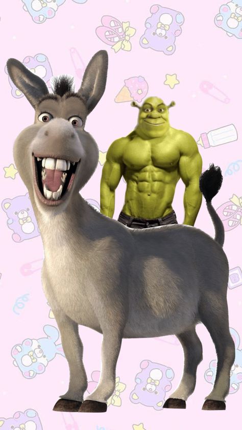 Shrek And Donkey Matching Wallpaper, Shrek X Donkey Fanart, Shrek X Donkey, Shrek Donkey Funny, Donkey From Shrek Wallpaper, Shrek And Donkey, Donkey From Shrek, Gingerbread Man Shrek, Donkey In Shrek