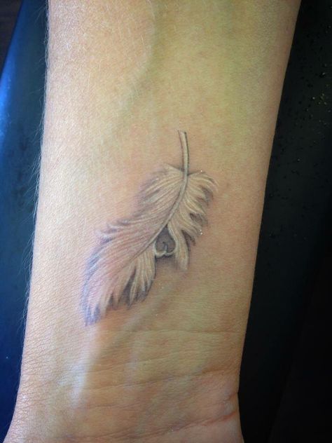 Angel Feathers Tattoo, Small White Feather Tattoo, Feather And Sunflower Tattoo, Angel Feather Tattoos For Women, White Feather Tattoos For Women, Delicate Feather Tattoo, White Feather Tattoo, Angel Feather Tattoo, Falling Feather Tattoo